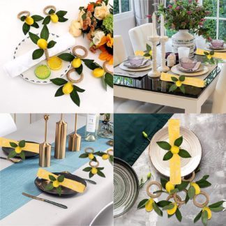 6 lemon napkin rings Handmade  for Wedding, Dinner Party, Banquet, Serviette for Christmas, Thanksgiving Day, Birthday